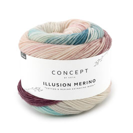 Illusion Merino, Multicolor-Baumwollmischgarn, Rosé-Türkis, Farbe 303 - CONCEPT by katia