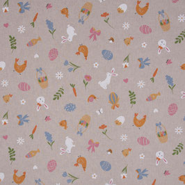 Easter Doodle, Osterstoff - Dekostoff Leinenlook