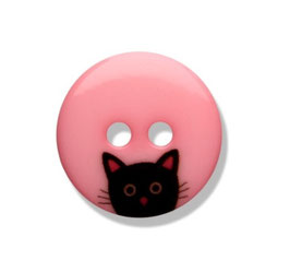 Knopf Katze, rosa, 15mm