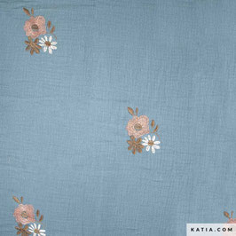 Musselin mit Stickerei Winter Flowers - katia