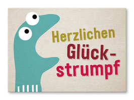 Postkarte "Herzlichen Glückstrumpf" - strickimicki