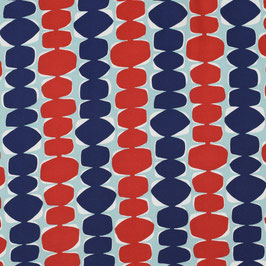 Abstrakt, grafisches Muster rot-blau, Ecoviscose - Viskosestoff