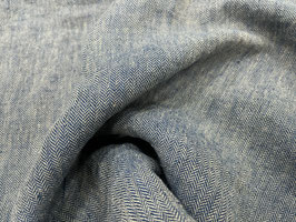 Hanfstoff / Jeansblau-Beige / Fischgrat
