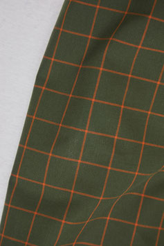 Mind the Maker / Organic Cotton Oxford Grid / Green Khaki & Pumpkin