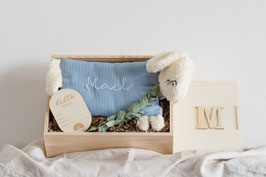 Die kleinen Freunde | Kuschelschaf | heaven mit Namen + Erinnerungsbox aus Holz