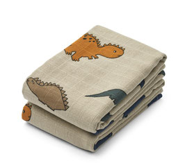 Liewood - Nuscheli/Mulltücher Lewis dinosaurs / mist 2-er Set