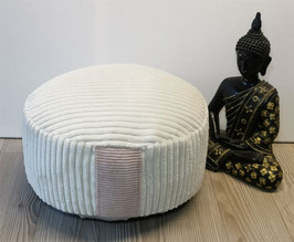 Upr29) Einzelstück: Upcycling Meditationskissen in Warmweiss - Rosa (Tragegriff) - Hellgrau (Kordelboden)
