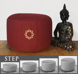 STEP Bio Meditationskissen - In 8 Farben - In der Höhe veränderbar - Mit oder ohne Sticksymbol auf dem Griff