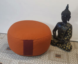 BI001) Rundes Einzelstück: Bio Meditationskissen in Terracotta - Rubinrot