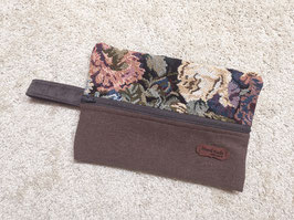 Flu007) Allerlei-Tasche "Flunder" mit Blumenmuster - Braun