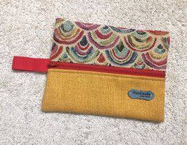 Flu003c) Allerlei-Tasche "Flunder" mit Regenbogenmuster - Gelb