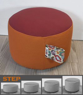 1t) Besonderes Einzelstück: STEP Bio Meditationskissen in Rubinrot - Terracotta - Blumenmuster mit Trageschlaufe