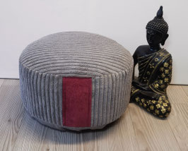 Upr26) Einzelstück: Upcycling Meditationskissen in Grau - Weinrot