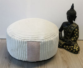 DL005) Einzelstück: Upcycling Meditationskissen in Warmweiss - Rosa (Tragegriff) - Hellgrau (Boden)