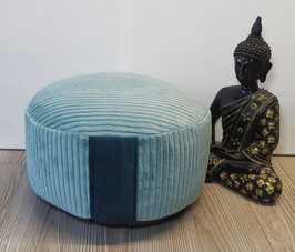 Upr28b) Einzelstück: Upcycling Meditationskissen in Hellblau - Blau - Dunkelblau (Kordelboden)