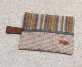 Flu003a) Allerlei-Tasche "Flunder" mehrfarbigen Streifenmuster - Beige