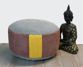 DL010b) Einzelstück: Meditationskissen in Hellgrau - Altrosa - Gelb - Grau (Boden)