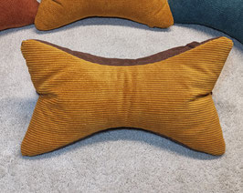 2a) EINZELSTÜCKE: Upcycling Upcycling Lese- & Entspannungskissen in Goldgelb - Braun