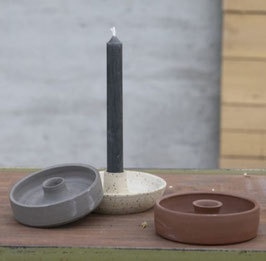 Kerzenständer Keramik, Durchmesser ca. 12cm, Höhe ca. 3cm, in Tonfarbe, unglasiert