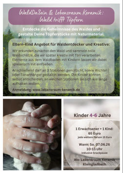 "Wald trifft töpfern" Eltern-Kind Angebot für Waldentdecker und Kreative am 07.06.2026 10-13 Uhr
