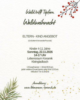 Waldweihnacht am Sonntag, 22. November 2026 14-17 Uhr