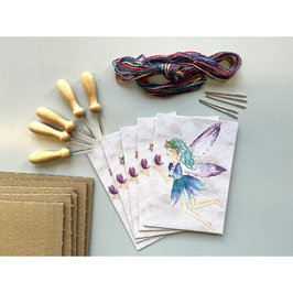 Prick-Stick Set für 5 Personen: Karten gestalten "Fee lila"