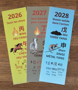 Lot 3 Marque-pages BaZi années 2026/2027/2028