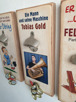 Wandflaschenöffner mit Magnet.