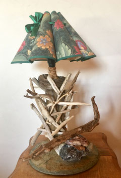 Vendu / verkauft: Lampe sur ardoise, abat jour florale