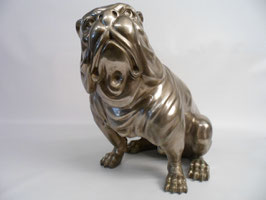 Bulldogge Bronze Figur Statue Hund - H: 50 cm