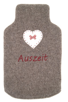 Wärmflaschen-Hülle Auszeit Taupe-Weinrot