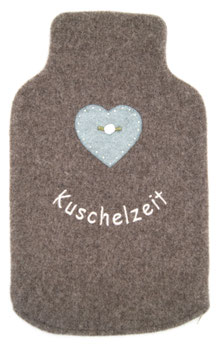 Wärmflaschen-Hülle Kuschelzeit Taupe-Offwhite