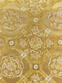 袋帯　明綴れ　金糸　華紋　花菱　唐花模様　青海波　着物　072a u 袋帯 明綴れ 金糸 華紋 花菱 唐花模様 青海波 着物 072a u