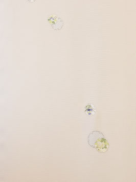 絽小紋薄ﾋﾟﾝｸﾍﾞｰｼﾞｭ柄入り雪輪飛び