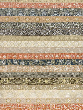 伊勢型染 花模様 袋帯 ベージュ 未仕立て】袋帯 焦灰色 ダークグレー 葡萄唐草 唐花 向かい鳥