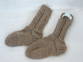 Kinder-Trachten-Stricksocken in hellbraun-meliert