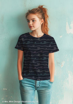 Jersey "Scribble" Herzen dunkelblau