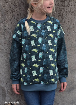 French Terry - Serie "Monster Moods "jeansblau