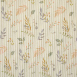 Ripp-Jersey Blätter natur-pastell