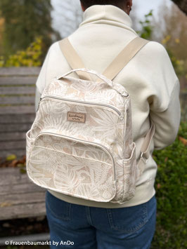 Beschichtete Baumwolle Blätter beige-natur