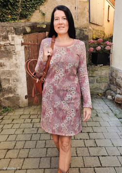 Waffeljersey Blumen altrosa-creme