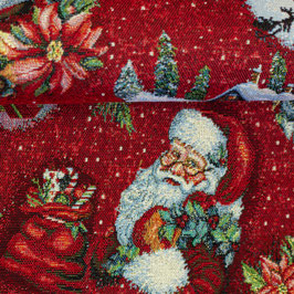 Gobelin Dekostoff Weihnachtsmann rot