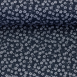 Baumwoll-Stoff Floral Romance blau-weiss