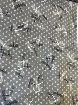 Patchworkstoff Libellen graublau