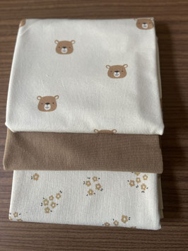 Jersey-Stoffpaket Teddy-Blümchen-hell