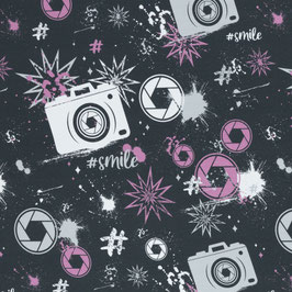 French Terry "Street Style grau-rosa
