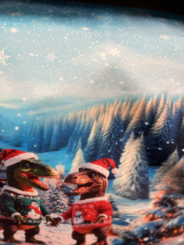 French-Terry - Panel  Weihnachts-Dino`s