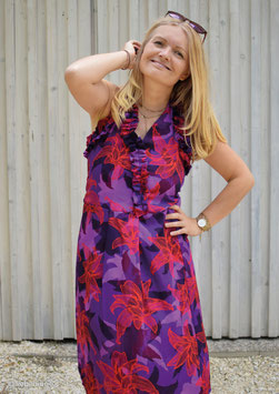 Viskose- Webware "Flamingo-Flowers "lila-rot