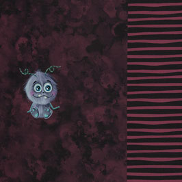 French Terry - Panel "Monster Moods "beere