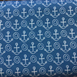Jersey Anker mittelblau-weiss